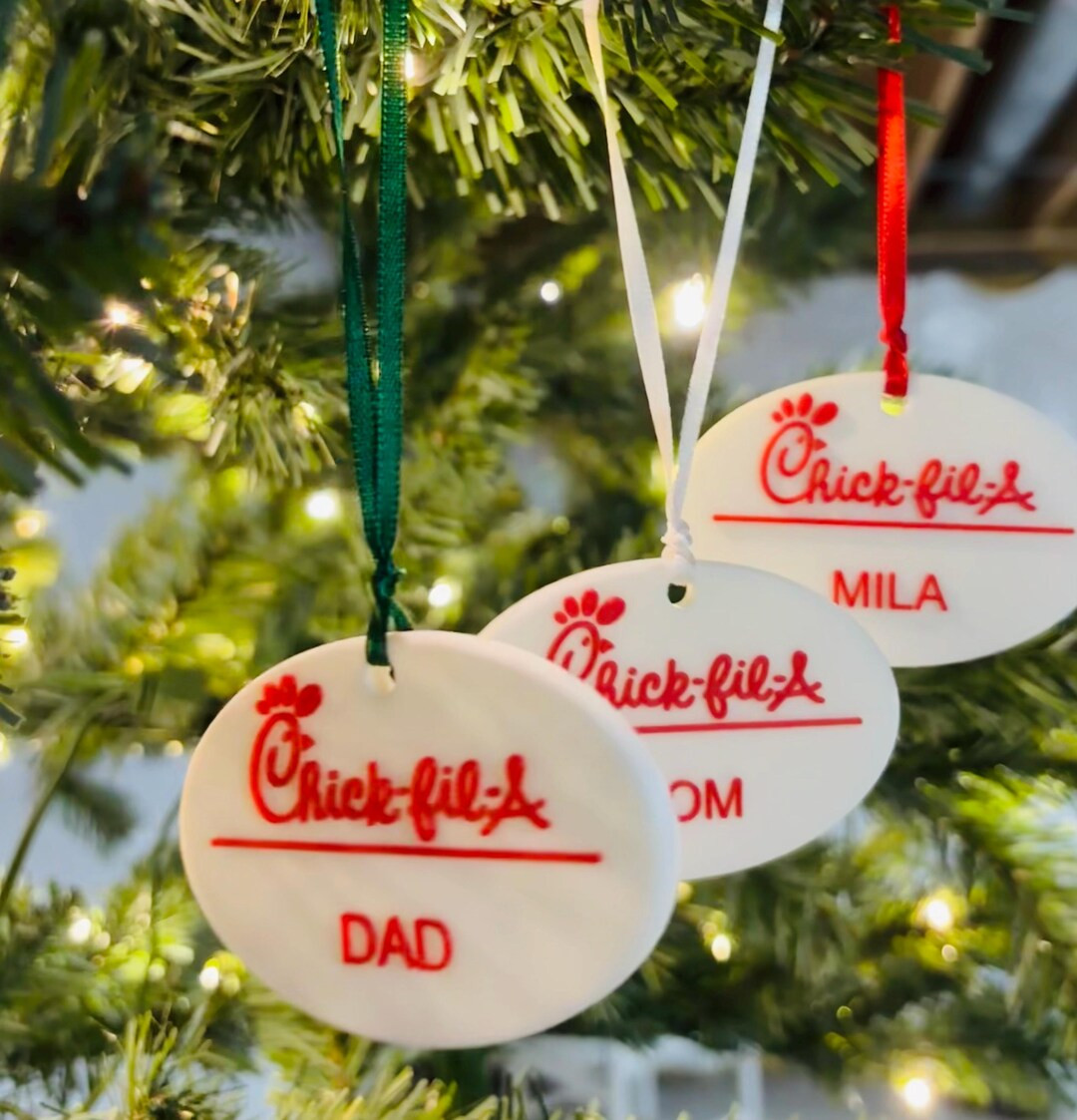 Custom Chick-fil-A Inspired Name Tag Ornament | Etsy (US)