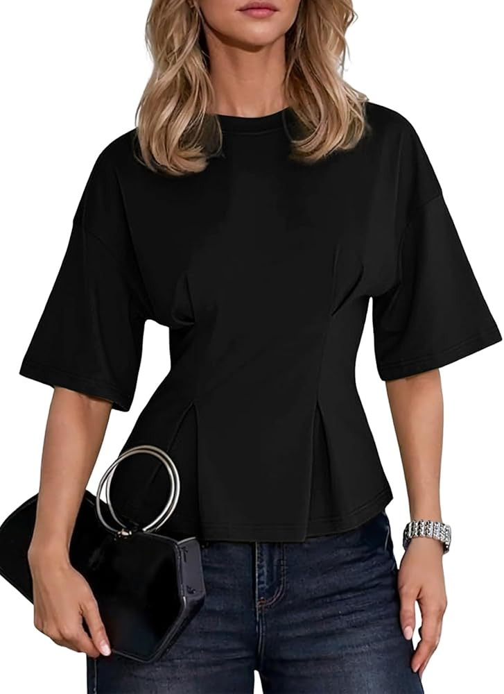 Dokotoo Womens Peplum Tops Summer Babydoll Short Sleeve T Shirts Casual Dressy Going Out Fashion ... | Amazon (US)