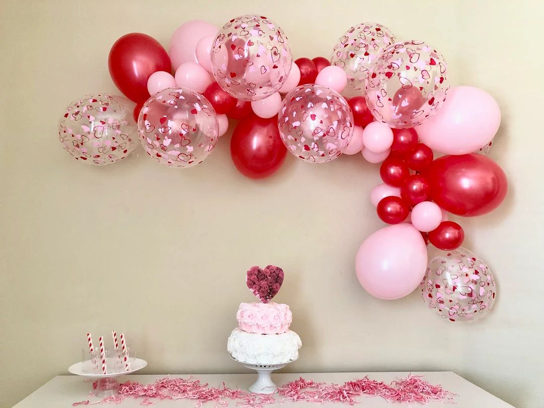 Valentines Balloon Garland DIY Kitvalentines Partygalentines - Etsy | Etsy (US)
