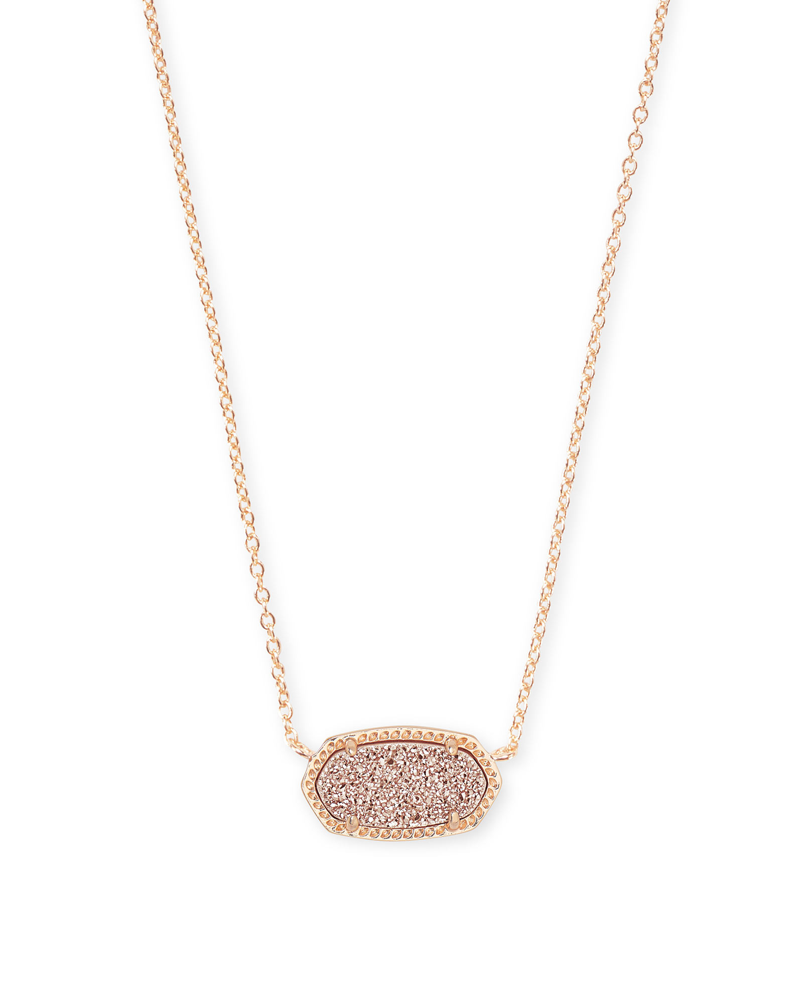 Elisa Rose Gold Pendant Necklace in Sand Drusy | Kendra Scott