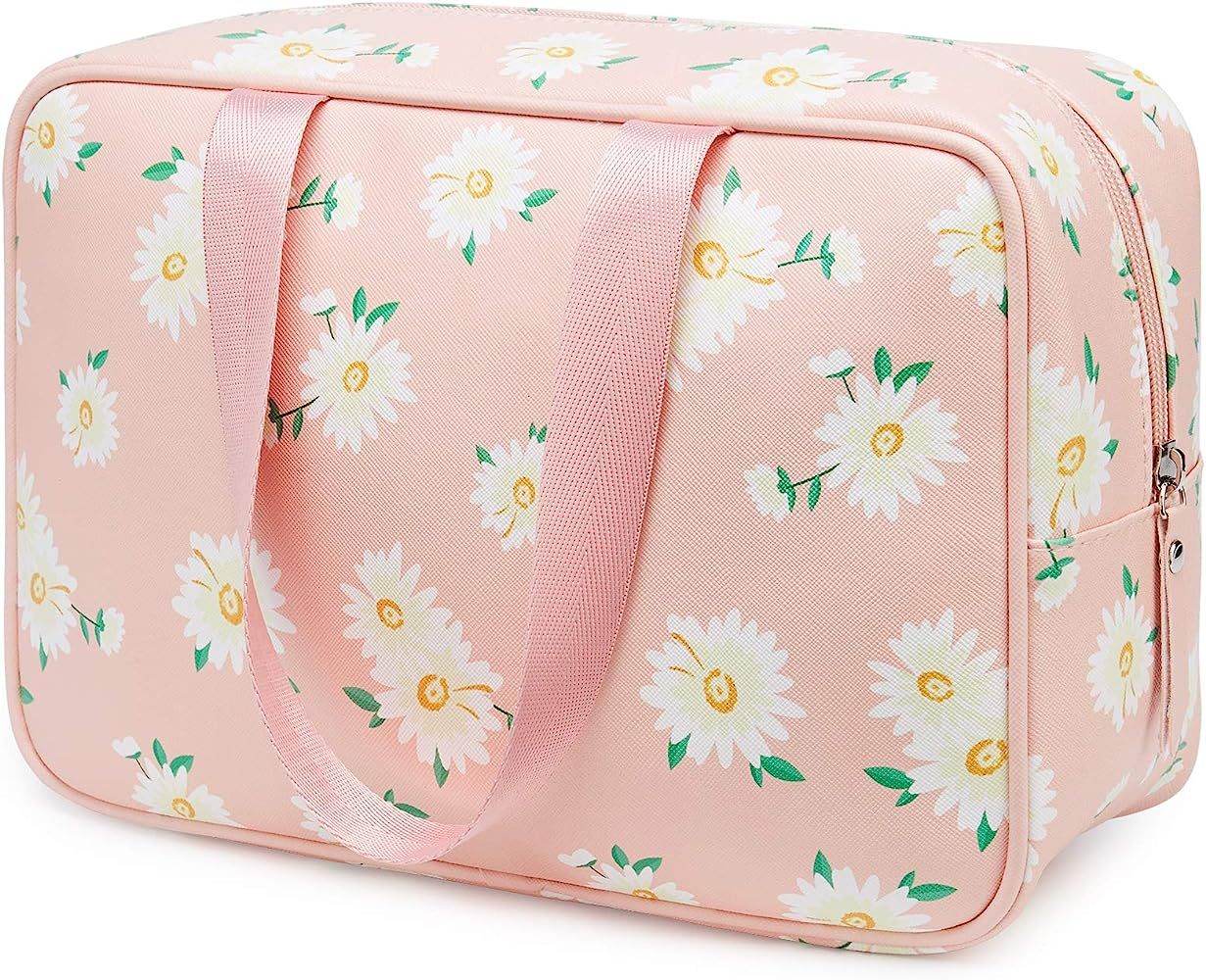 Travel Makeup Bag Large Cosmetic Bag Makeup Case Organizer for Women and Girls (Large, Multiple Pink | Amazon (US)