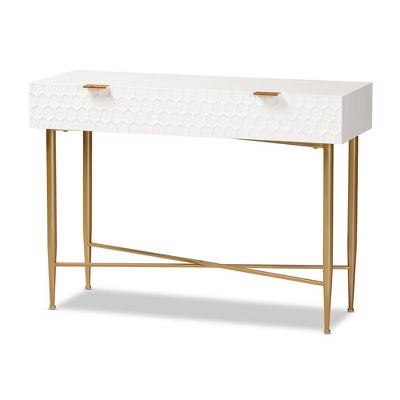 Galia Wood and Metal 1 Drawer Console Table White/Gold - Baxton Studio | Target