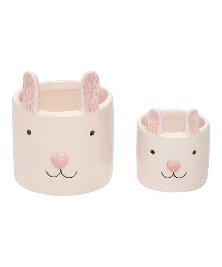 White & Pink Bunny - Set of Two | Zulily