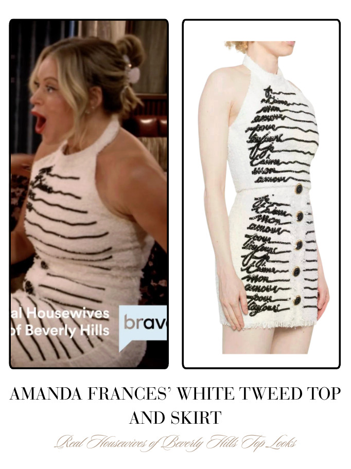 Amanda Frances' White Tweed Top and Skirt 

 