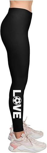 Soccer Leggings for Women and Teen Girls Gift for Soccer Fans Sports Leggings Medium Black | Amazon (US)