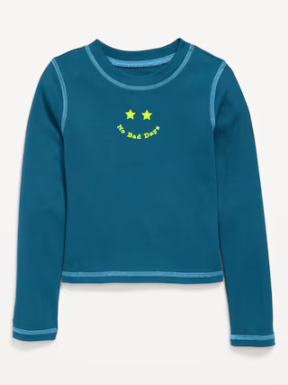 Fitted Long-Sleeve Ribbed Graphic T-Shirt for Girls | Old Navy (US)