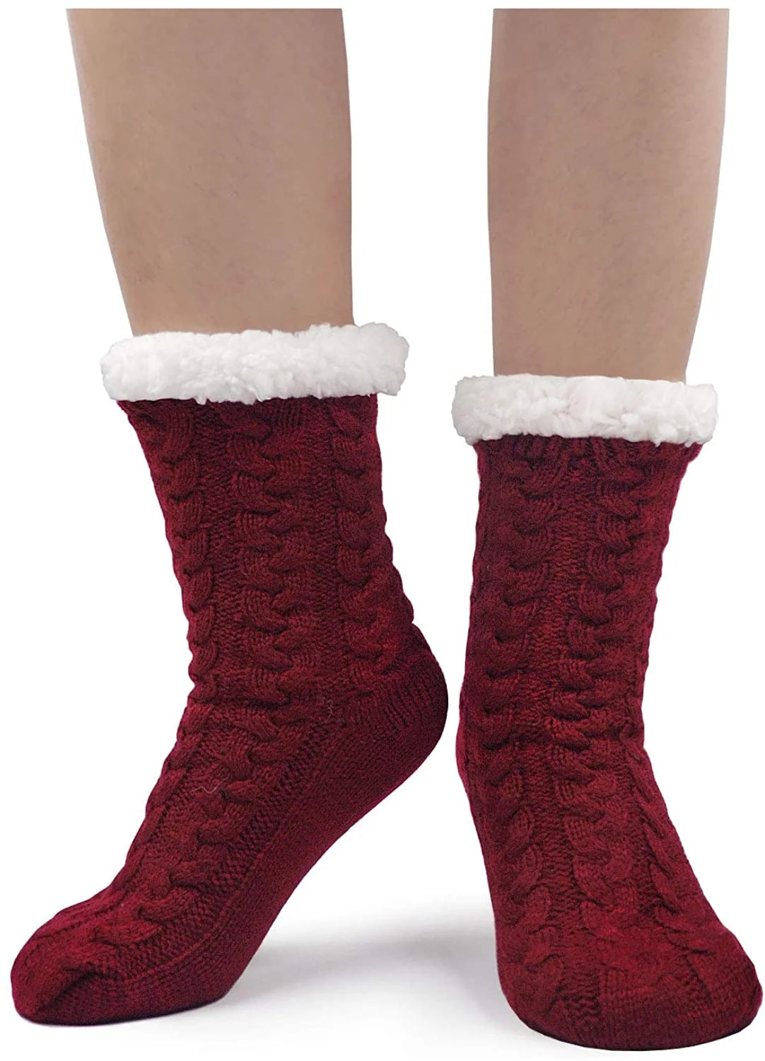 AMITOFO Sherpa Slipper Socks for Women with Grip Non Slip Fuzzy Fluffy Winter Cozy Cabin Warm Fle... | Walmart (US)