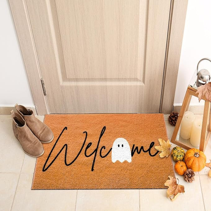 Halloween Ghost Welcome Doormat Indoor Outdoor 30'' x 18'' Front Door Welcome Mat Non Slip Backin... | Amazon (US)