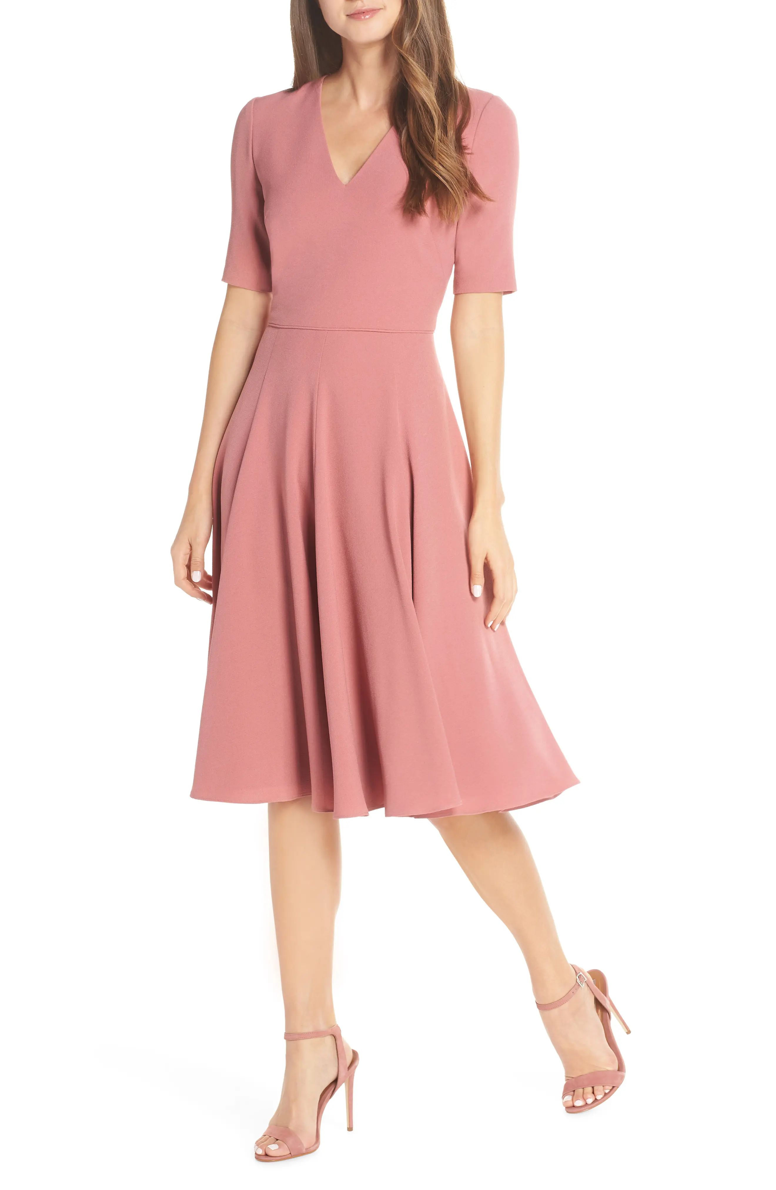 Gal Meets Glam Collection Edith City Crepe Fit & Flare Midi Dress (Nordstrom Exclusive) | Nordstrom