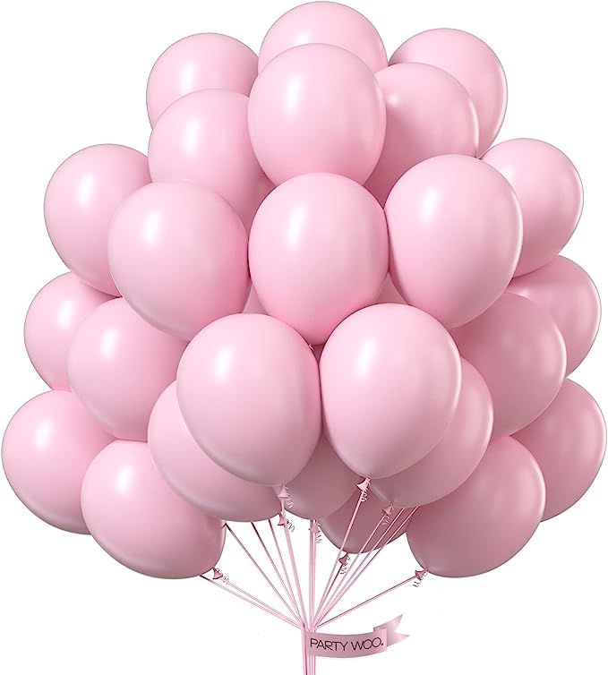 PartyWoo Pink Balloons, 100 pcs 10 Inch Pastel Pink Balloons, Latex Balloons for Balloon Garland ... | Amazon (US)