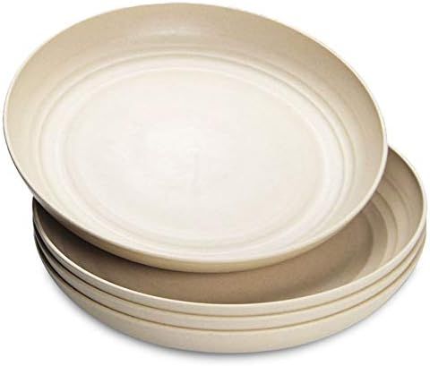 NAWOVAO Lightweight Unbreakable Wheat Straw Plates, 4 Pack 10'' Deep Dinner Plates, Dishwasher Mi... | Amazon (US)
