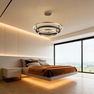 Modern 3 Ring LED Chandelier Light Fixture With Dimmable Remote Control, Adjustable Cord For Dining Room, Foyer, Living Room, Bedroom, And Office | Wayfair North America