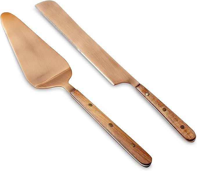 Folkulture Cake Knife and Server Set, Stainless Steel Cake Cutting Set for Wedding, Pie or Patry ... | Amazon (US)