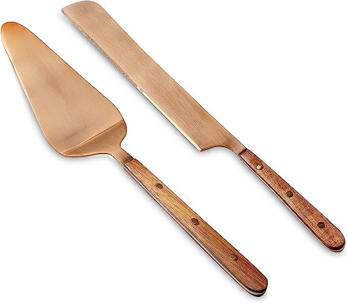 Folkulture Cake Knife and Server Set, Stainless Steel Cake Cutting Set for Wedding, Pie or Patry ... | Amazon (US)