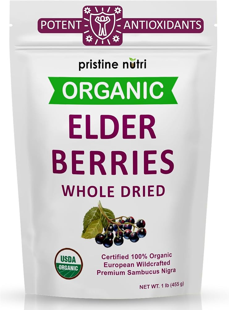Organic Elderberries Dried Bulk | Whole European Elderberry Dried, Wildcrafted All Natural | Non-... | Amazon (US)