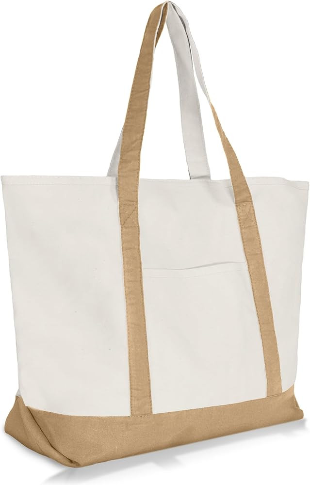 22" Heavy Duty Cotton Canvas Tote Bag (Zippered) | Amazon (US)