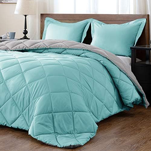downluxe Lightweight Solid Comforter Set (Queen) with 2 Pillow Shams - 3-Piece Set - Turquoise an... | Amazon (US)