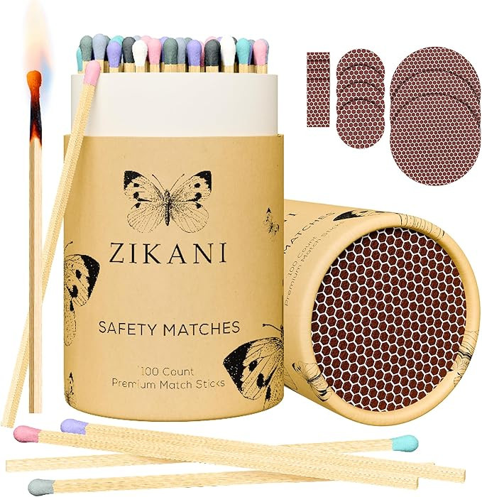 Rustic Charm Fancy Matches: 100 4-Inch Rainbow Tip Matches + Striker | Kiln-Dried Wooden Artisan ... | Amazon (US)