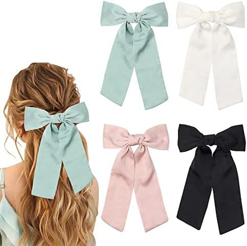 B.PHNE Hair Bows for Girls and Women,Satin Solid Vintage Bowknot Hair Bow Hair Clips for Girls, G... | Amazon (US)