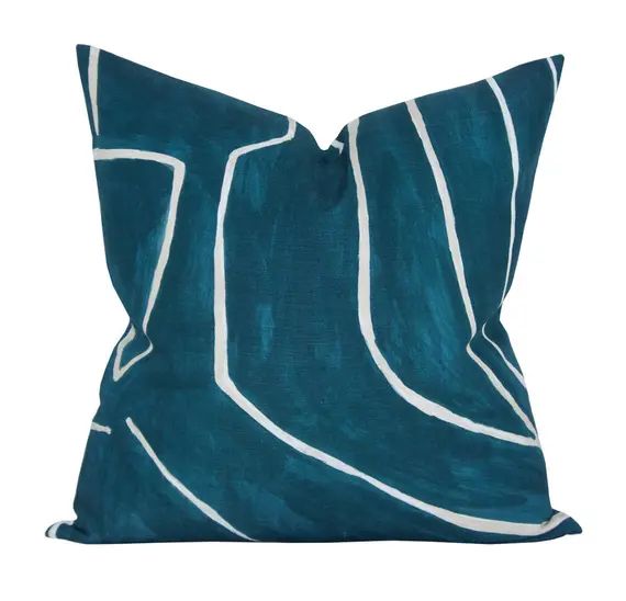 Pillow cover Graffito Teal/Pearl ON BOTH SIDES abstract | Etsy | Etsy (US)