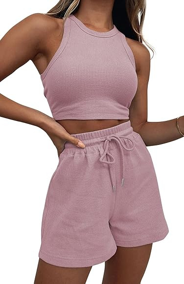 Two Piece Lounge Sets for Women, Sleeveless Crop Top and Shorts Outfits for Women Sweatsuits | Amazon (CA)