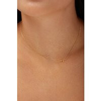 14K Gold Cross Necklace, Sideways Solid Dainty Tiny Necklace Women, Religious Jewelry Gift | Etsy (US)