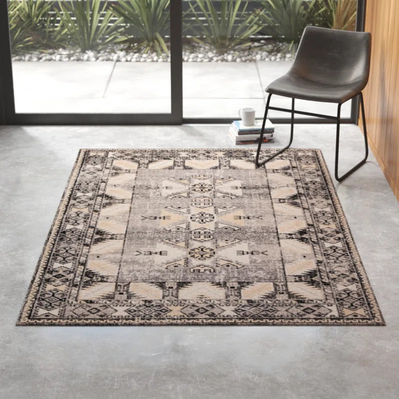 Halstead Southwestern Indoor / Outdoor Area Rug in Gray | Wayfair North America
