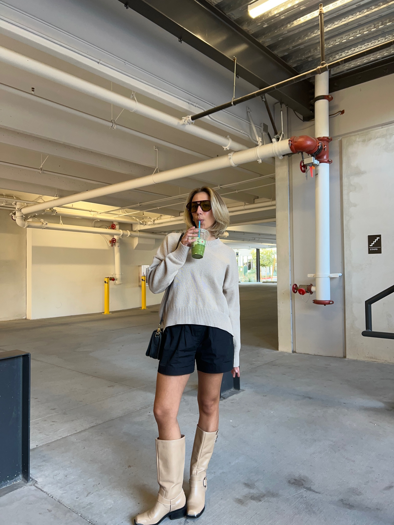 Fall outhit, fall style, beige sweater, sweater, black shorts, black boxer shorts, boxer shorts, moto boots, biker boots

#LTKStyleTip #LTKSeasonal