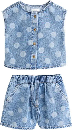 Kids' Polka Dot Tank & Denim Shorts Set | Nordstrom