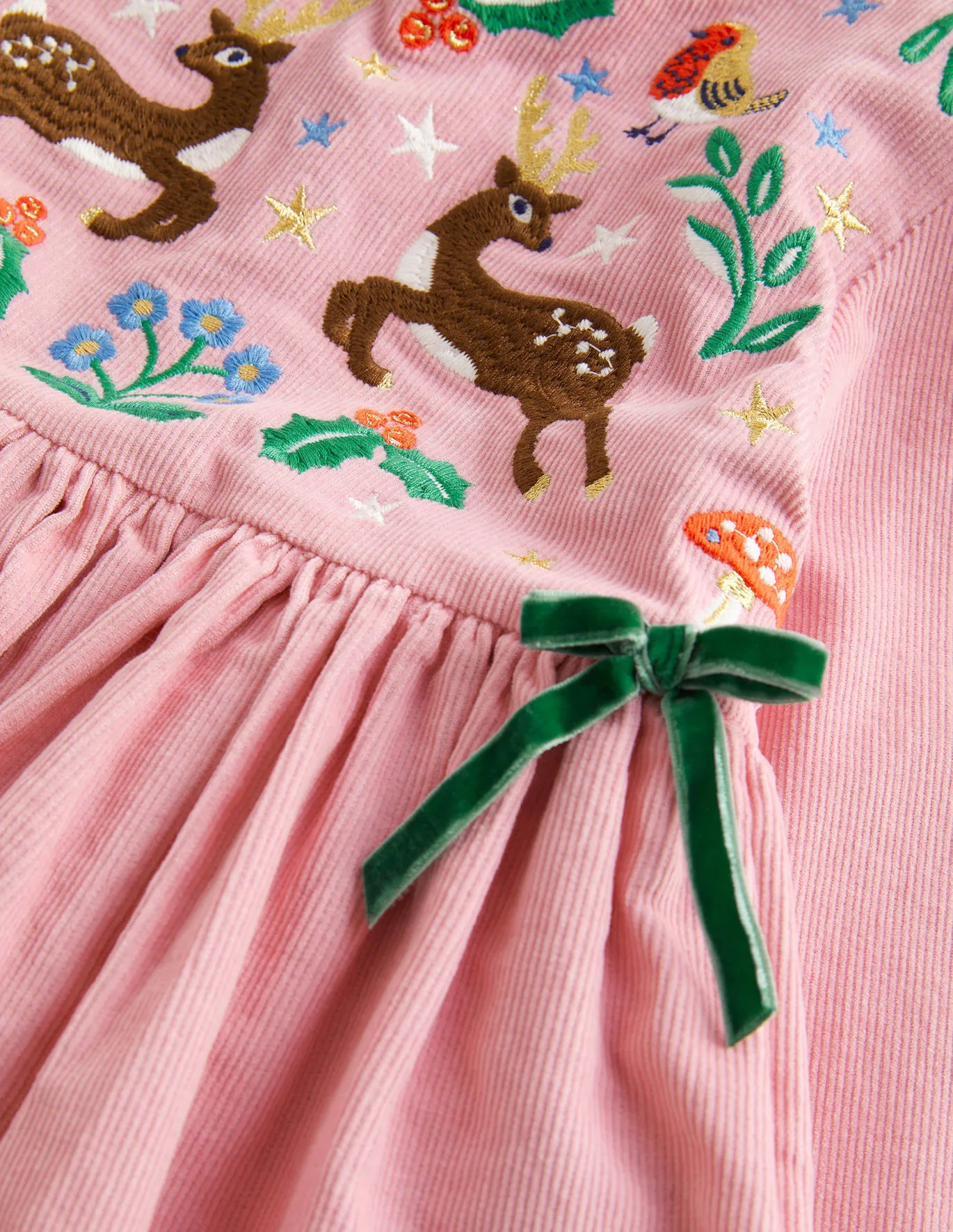 Cord Embroidered Dress - Cameo Pink Reindeer | Boden (US)