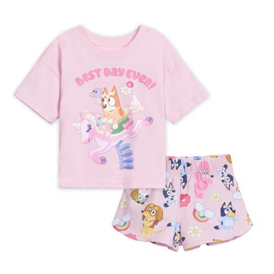 Bluey Bingo Coco Toddler Girls T-Shirt and French Terry Shorts Outfit Set Pink 5T | Target