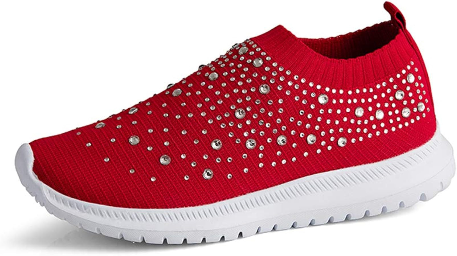 GOSPT Women's Mesh Sport Shoes Rhinestone Glitter Slip On Ballroom Jazz Latin Dance Sock Sneakers | Amazon (US)