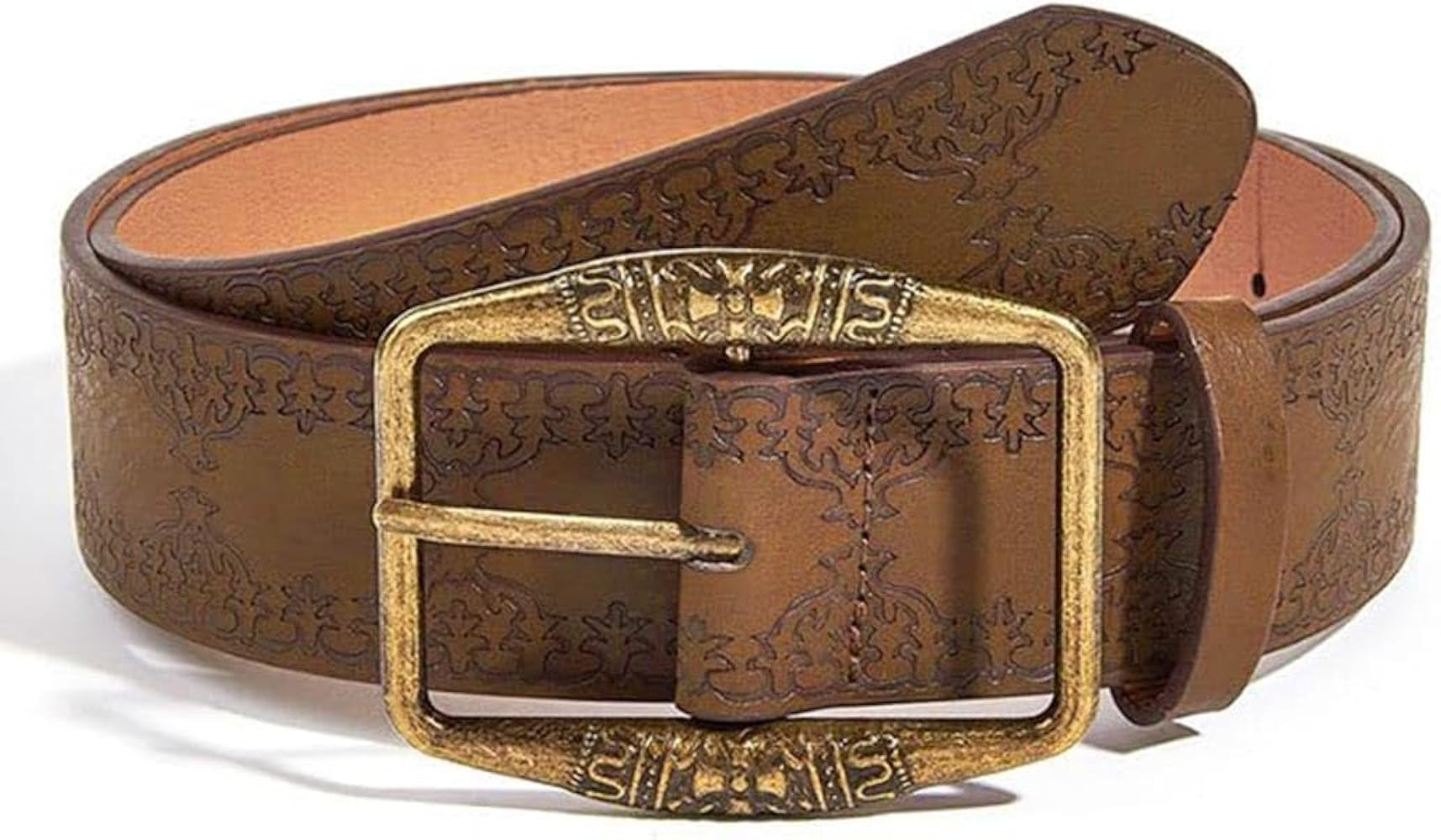 Western Belt for Women Gold Buckle Leather Belt Vinatge Cowgirl Cowboy Waist Belts Ladies Belts f... | Amazon (US)
