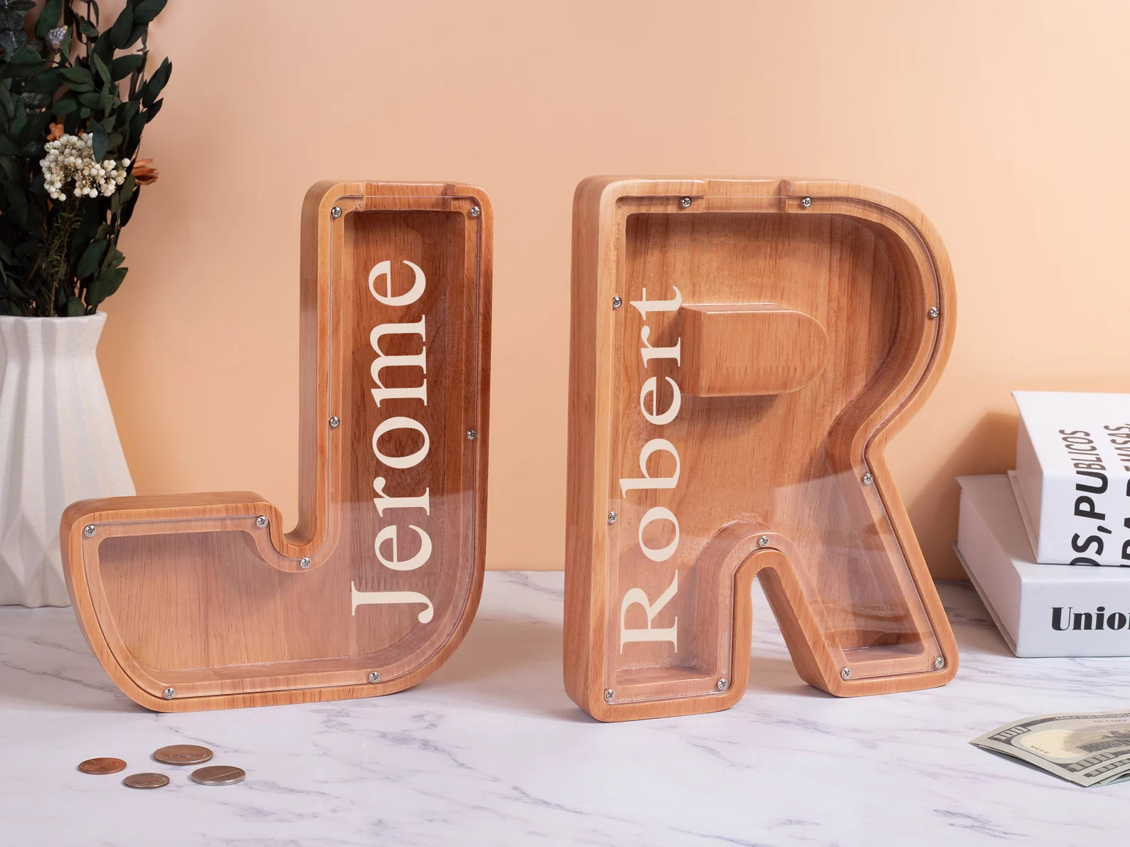 Custom Initial Coin Bankpersonalized Letter Piggy Bankwooden - Etsy | Etsy (US)