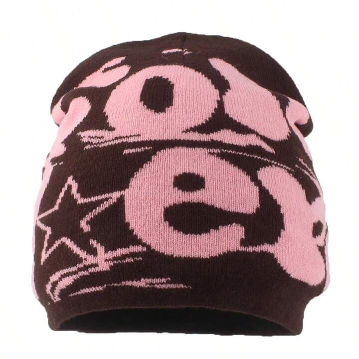 Modische Damen Mütze Mit Schriftzug Stickerei Und Strickmuster, Hip Hop Totenkopf Mütze | SHEIN