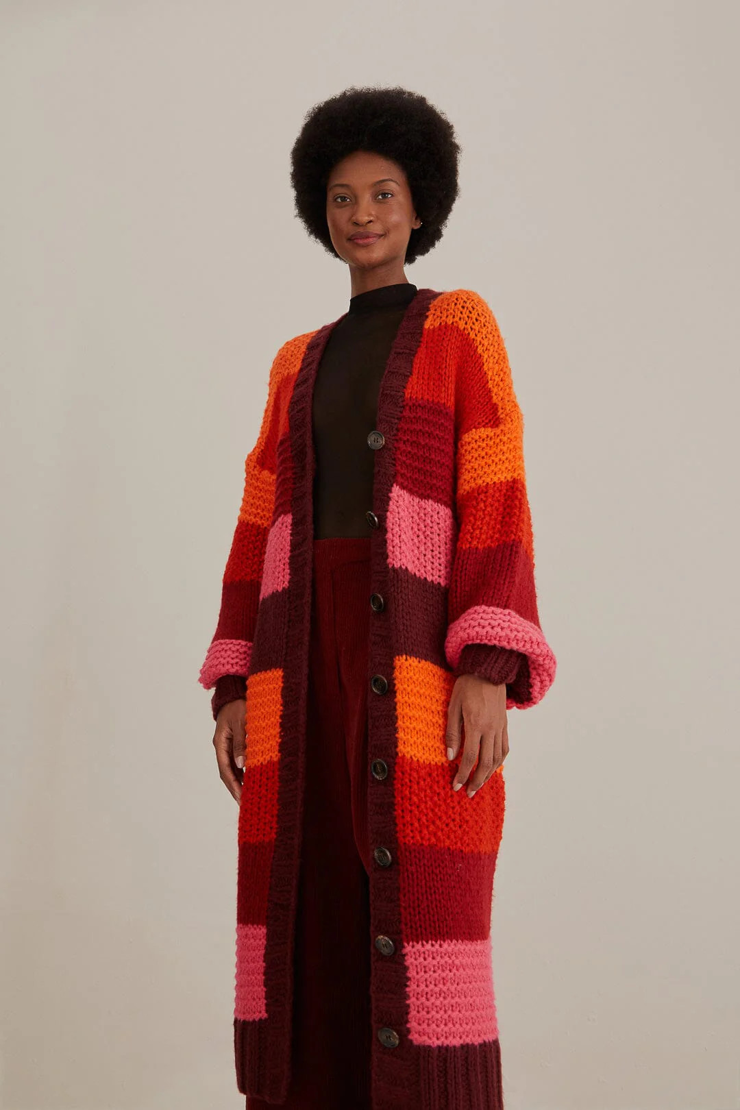 Tropical Stripes Midi Knit Cardigan | FarmRio (US)