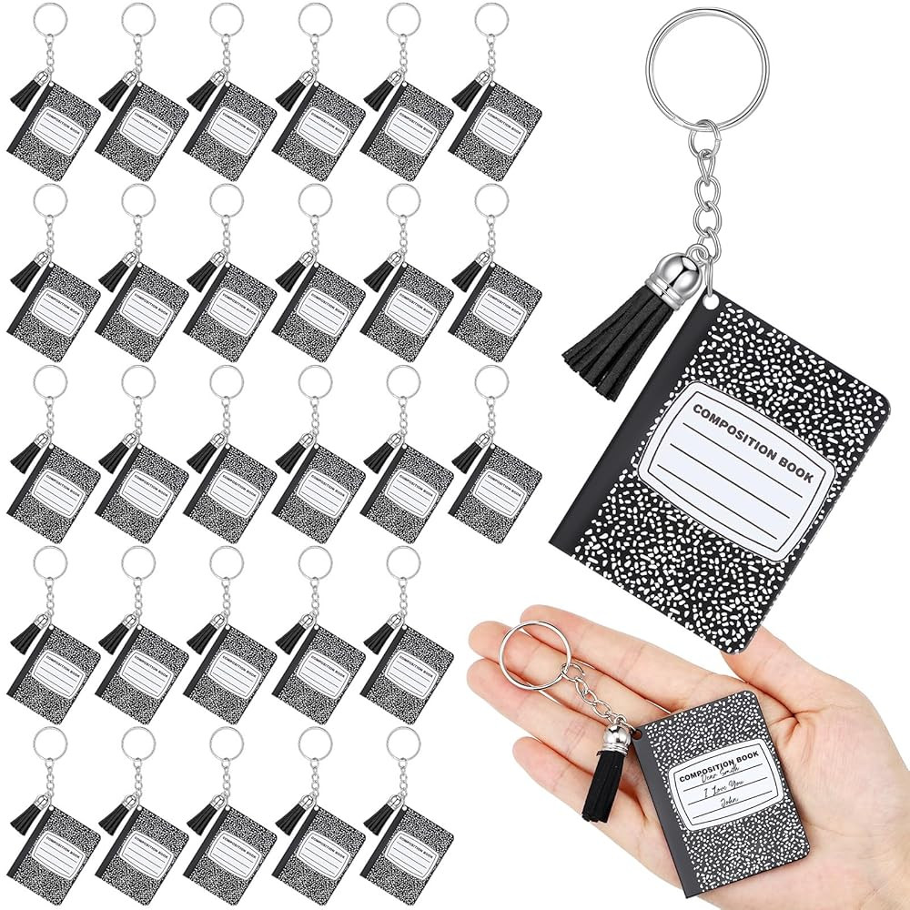 Sureio 30 Pcs Back to School Keychain Gifts Bulk Composition Book Notebook Teacher Thank You Gift... | Amazon (US)
