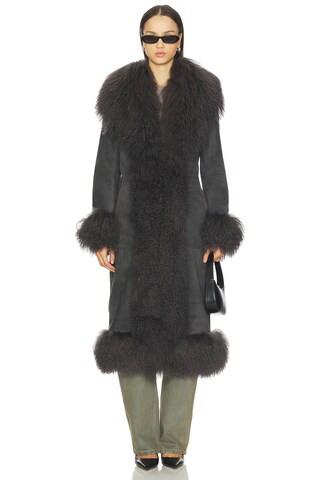 Susanna Chow Dorothy Suede Maxi Coat in Graphite from Revolve.com | Revolve Clothing (Global)