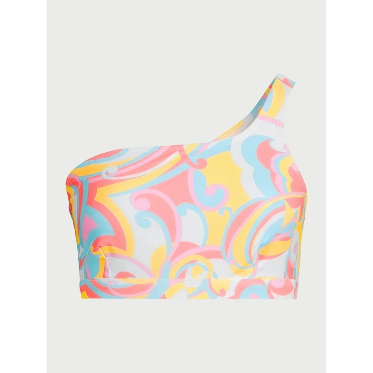 Jessica Simpson Women's One Shoulder Printed Bikini Top, Sizes XS-XXL | Walmart (US)