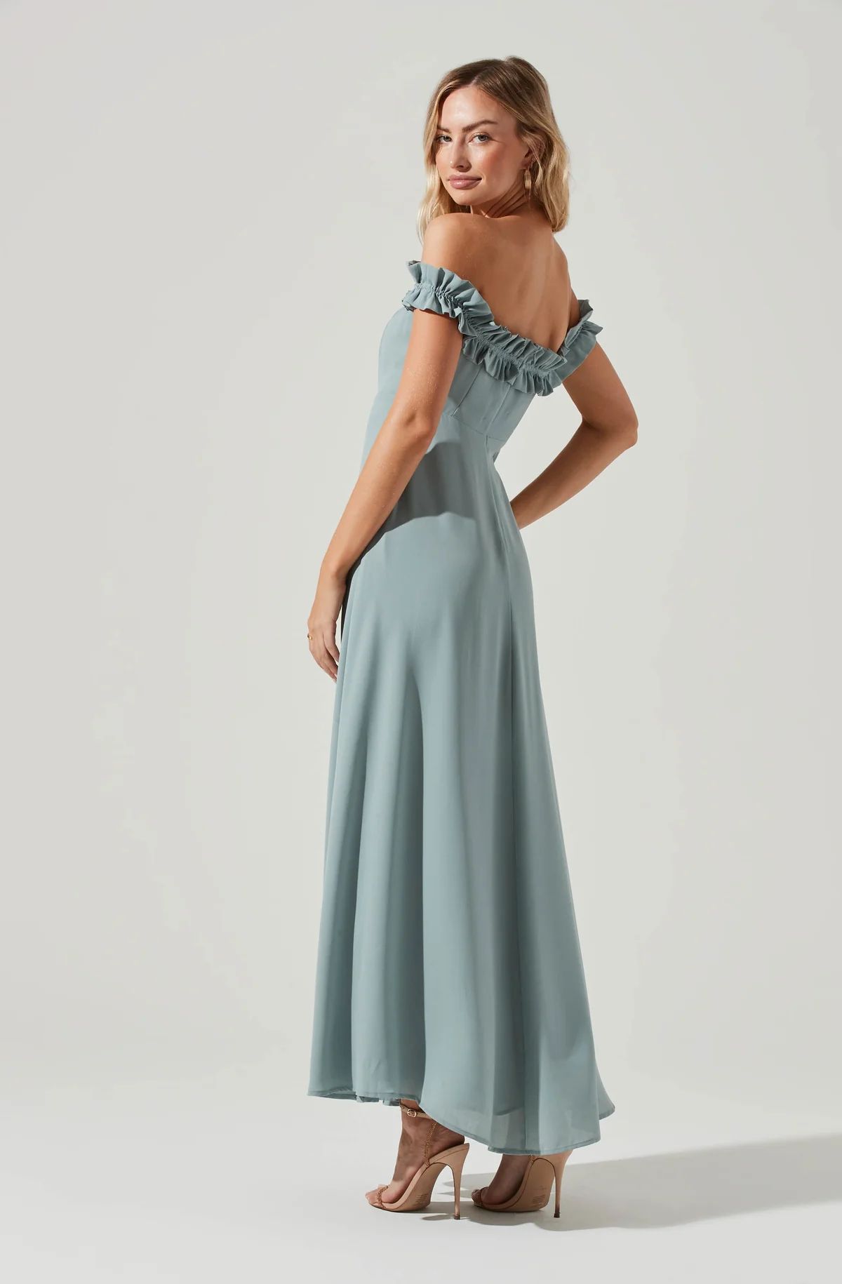 Venetia Off Shoulder Ruffle Trim Maxi Dress | ASTR The Label (US)