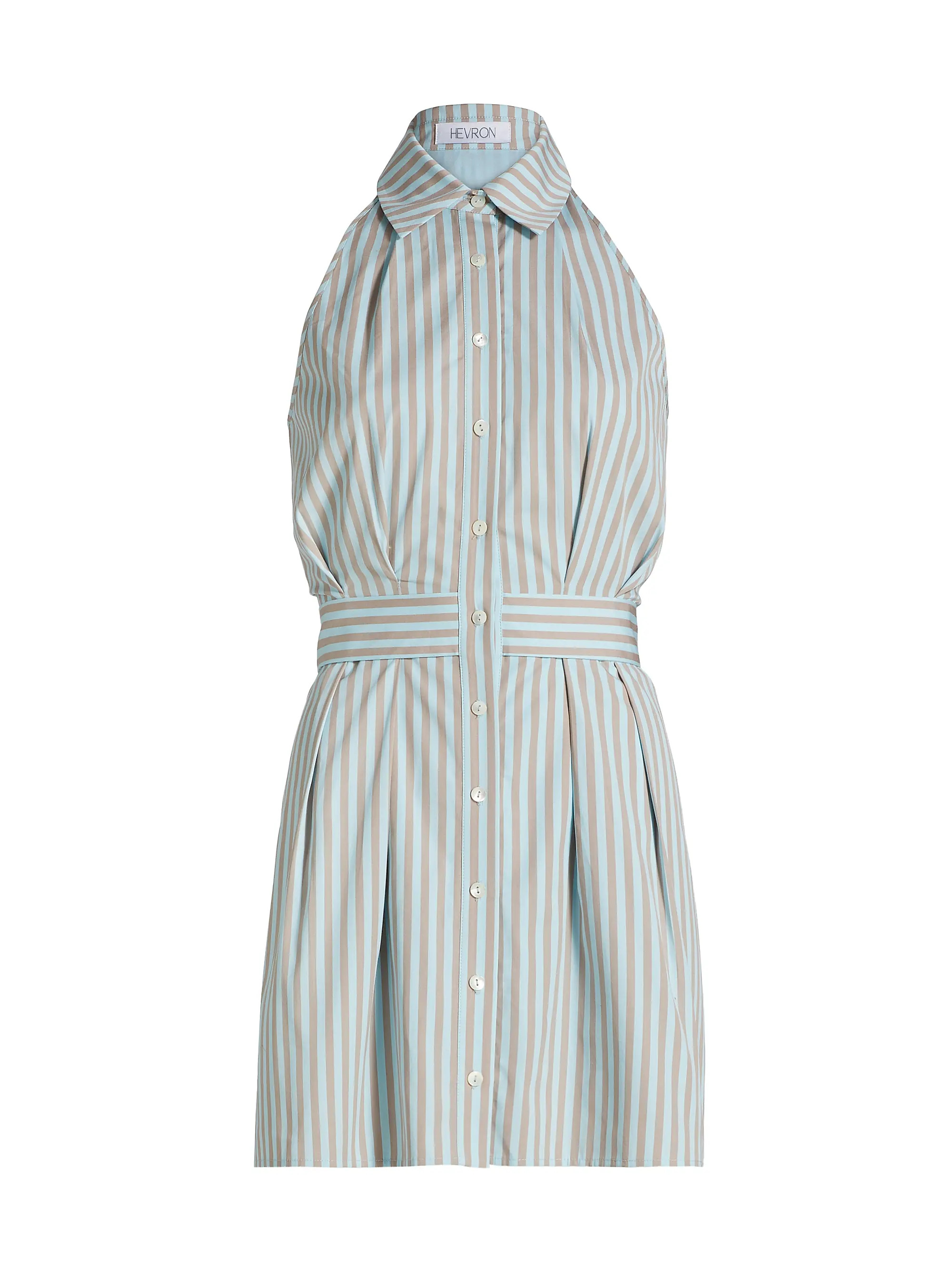 Domino Striped Cotton Sleeveless Minidress | Saks Fifth Avenue