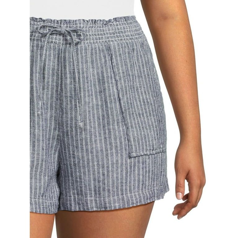 Time and Tru Women's Linen Blend Shorts with Smocked Waist, Sizes XS-XXXL - Walmart.com | Walmart (US)