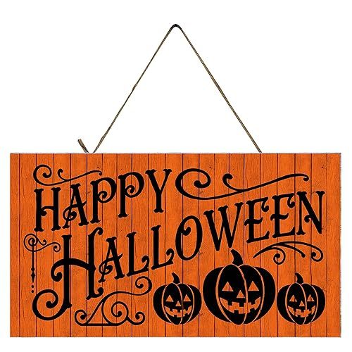 3 Pumpkin Happy Halloween Handmade Wood Sign | Amazon (US)