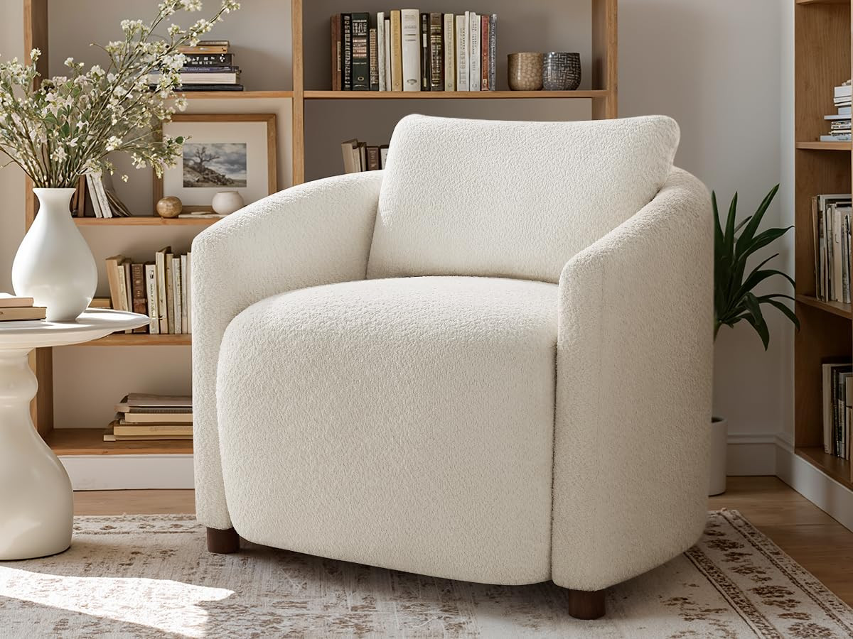 Boucle Accent Barrel Chair Set of 2, Cloud Reading Chair for Living Room & Bedroom, Furry Sherpa ... | Amazon (US)