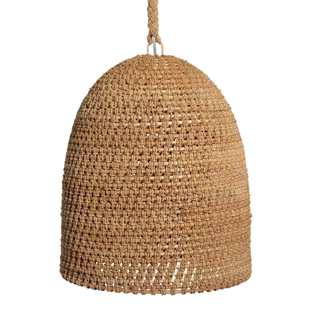 Palecek Green Oaks Coastal Beach Rope Rattan Woven Pendant | Kathy Kuo Home