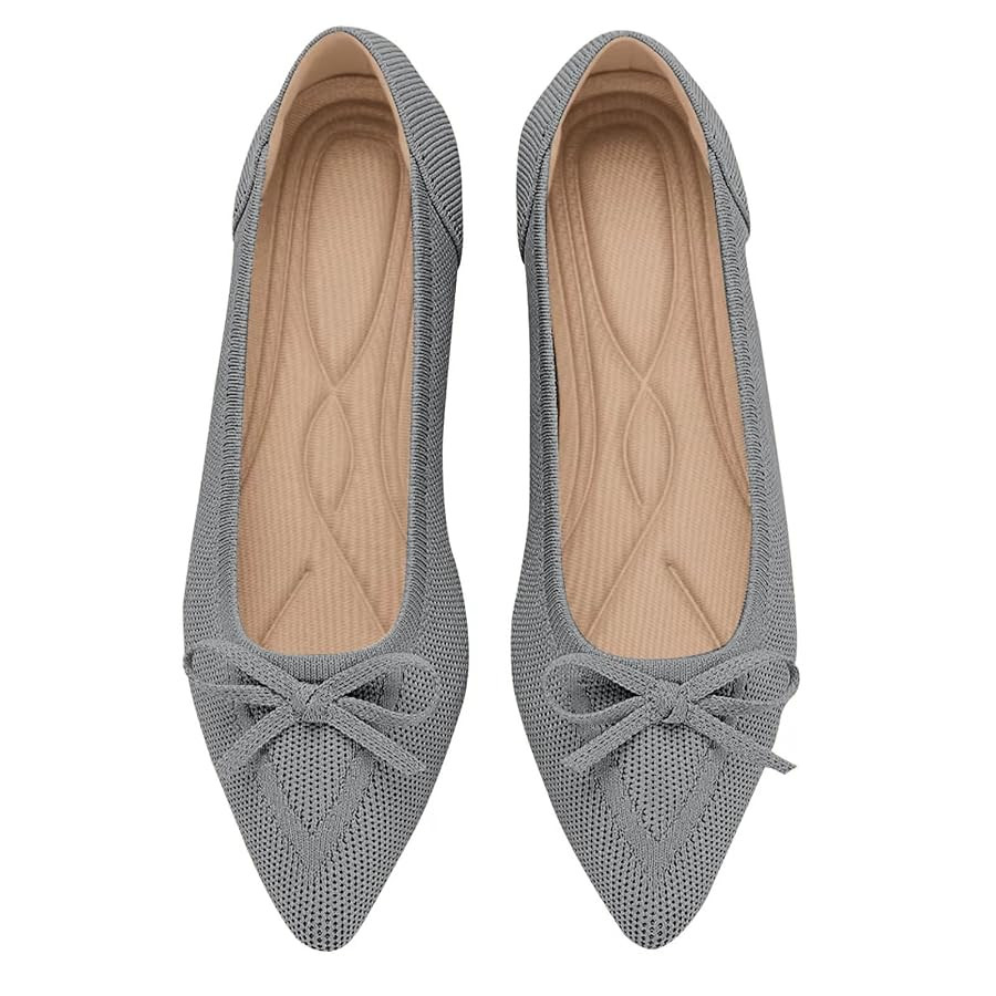 Women's Flats Pointed Toe Bow Knit Ballet Shoes Comfortable Dressy Mesh Slip On Flat | Amazon (US)