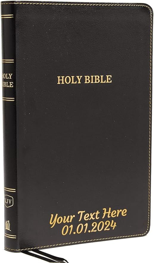 Printualist Personalized Gift Bible with Custom Name or Text, KJV, Black, Thinline, King James Ve... | Amazon (US)