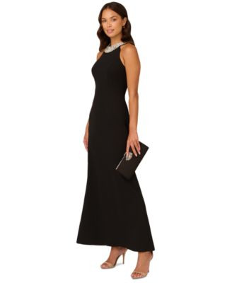 Adrianna Papell Women's Embellished Halter-Neck Gown - Black | Macy's