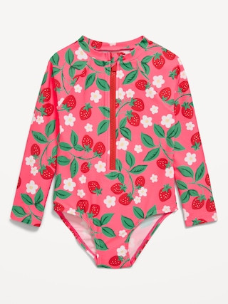 Printed Zip-Front Rashguard One-Piece Swimsuit for Toddler Girls | Old Navy (US)