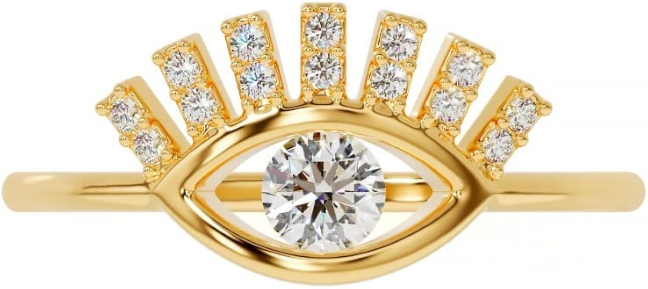 925-Sterling-Silver Evil Eye Ring for Women - VALENTINE - 18K Gold Plated Eye Lashes, Promise, Zo... | Amazon (US)